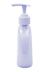 liquid soap in a functional bottle on a white background. antiseptic in a bottle on a light texture. personal care products concept