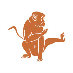 silhouette of a monkey defending and kicking in brown color scheme