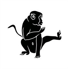 silhouette of a monkey defending and kicking in a monochrome color scheme