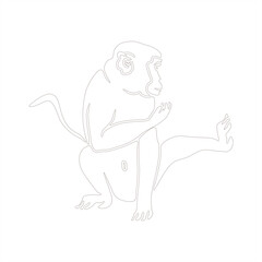 line art of a monkey defending and kicking for coloring page