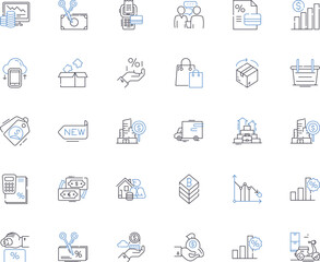 Annual wage line icons collection. Income, Salary, Compensation, Earnings, Paycheck, Remuneration, Stipend vector and linear illustration. Wages,Benefits,Bonuses outline signs set