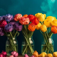 Bunte Blumen in Vase