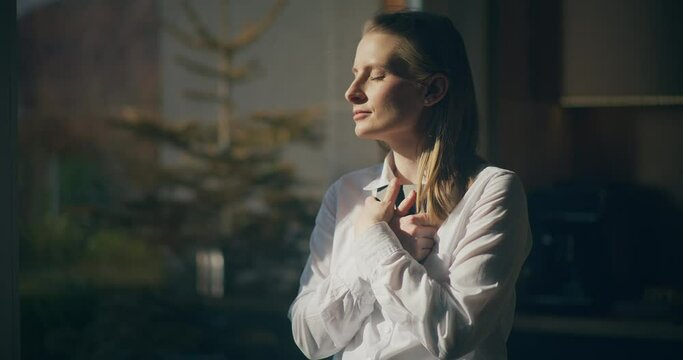 Portrait Of Pensive Businesswoman Thoughtful Inspired