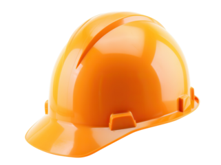 Yellow safety helmet or worker's hardhat, cut out