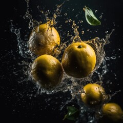 Fototapeta na wymiar lemon in a splash of water
