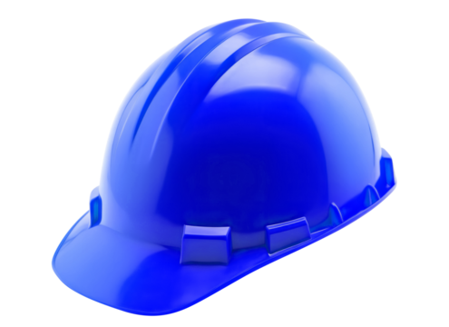 Blue safety helmet or worker's hardhat, cut out