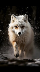 Obraz premium fox in the snow portrait running