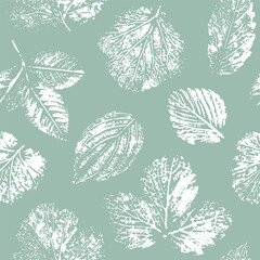 Vector seamless botanical pattern, imprinted leaves. Beautiful design for textile, wallpaper, wrapping paper. - 594049198