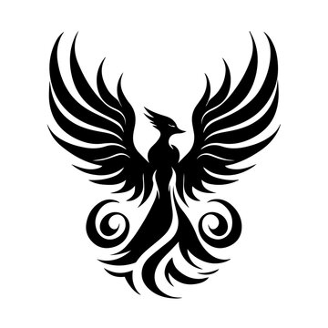 Phoenix Logo Monochrome Design Style
