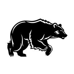 Plakat Running Grizzly Bear Logo Monochrome Design Style 