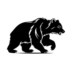 Fototapeta na wymiar Running Grizzly Bear Logo Monochrome Design Style 