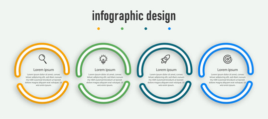 Infographic design color timeline concept with 4 steps