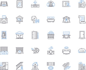 Dwelling place line icons collection. Home, House, Abode, Residency, Domicile, Shelter, Habitat vector and linear illustration. Haven,Lodging,Accommodation outline signs set