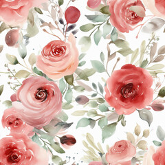 Floral Pattern Seamless, Scrapbook Artistic Flowers Background, Generative AI