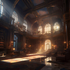 Enchanted Knowledge: Exploring the Grand Library of the Castle Interior. Generative AI
