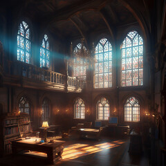 Enchanted Knowledge: Exploring the Grand Library of the Castle Interior. Generative AI
