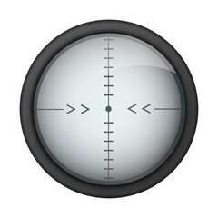 Realistic sniper sight. Sniper scope with measurement marks template. Sniper scope crosshairs view. Realistic vector optical sight.