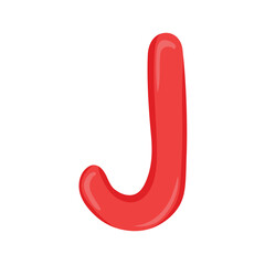 red letter J of the English alphabet in a colorful cartoon style