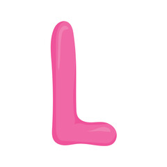 pink letter L of the English alphabet in a colorful cartoon style