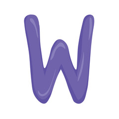 purple letter W of the English alphabet in a colorful cartoon style