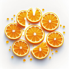 Orange slices pattern, cute cartoon like orange slices, generative ai - 594053574