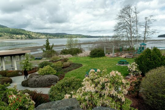 Sequim Bay and a countryside James town by the beach, WA, USA