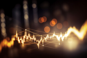 An abstract close-up of a stock market graph with bokeh lights, symbolizing financial markets and investments in business - business concept, bokeh Generative AI