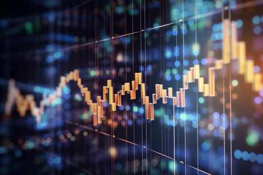 An abstract close-up of a stock market graph with bokeh lights, symbolizing financial markets and investments in business - business concept, bokeh Generative AI