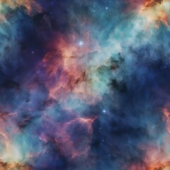Fototapeta na wymiar View of a Nebula in space with blue, pink, red, purple, and stars. Created using generative ai.