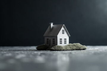 Imagem do conceito de uma pequena casa, fundo cinza