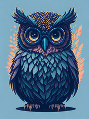 Owl in glasses. AI generated illustration