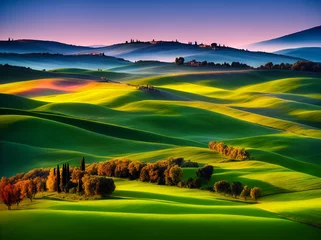 Abwaschbare Fototapete Grün Tuscany, Italy landscape. AI generated illustration