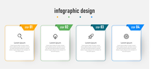 Business infographic element with 4 options, steps, number template design Premium Vector
