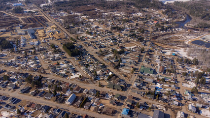 Aerial view of the small village of Saint-Michel-des-Saints in Quebec, Canada