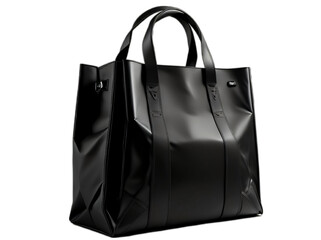 black leather bag isolated on png background