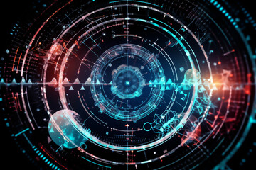 Obraz premium cyber and electronics neuroscience, molecular structures, swirling vortexes, dna, abstract, blurred forms, background, wallpaper, generative ai