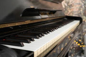 Close-up of a piano keyboard