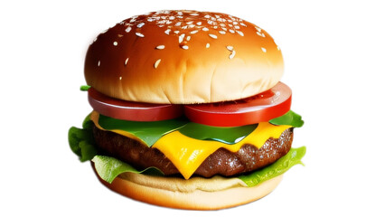 delicious hamburger isolated on transparent background