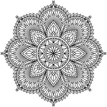 Mandala. Highly detailed ornamental design. Tattoo, print, design element, for coloring book pages