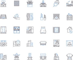 Refurbishment line icons collection. Renovation, Remodeling, Restoration, Upcycling, Makeover, Renewal, Refinish vector and linear illustration. Revamp,Reimagination,Rejuvenation outline signs set