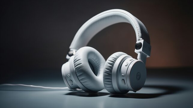 Cool contemporary and trendy headphones isolated on dark background. Al generated