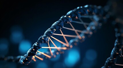 Dna on blue background realistic photorealistic hype. Al generated