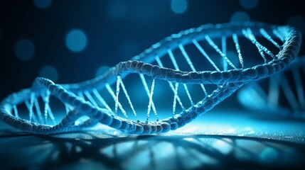 Dna on blue background realistic photorealistic hype. Al generated