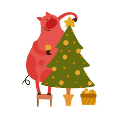 Cartoon Piggy New Year