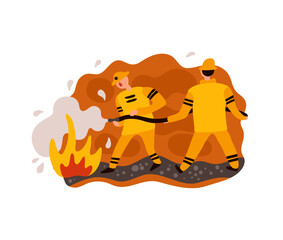 Firefighter Flat Composition