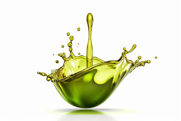 Respingo de óleo de oliva ou motor, líquido de soro cosmético isolado no fundo branco, ilustração 3d com caminho de recorte