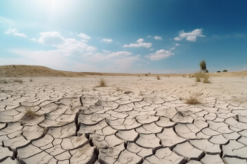 Panorama do deserto rachado seco. conceito de aquecimento global