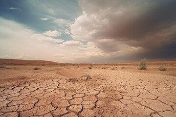 Fototapeta na wymiar Panorama do deserto rachado seco. conceito de aquecimento global