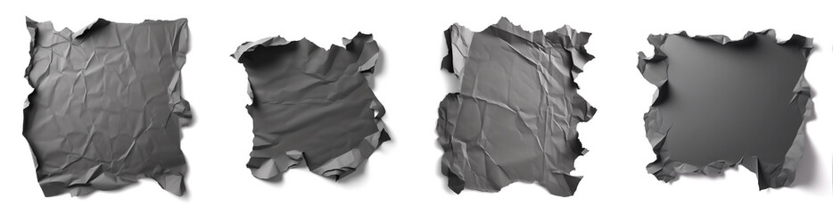 Set of gray crumpled paper. (AI).