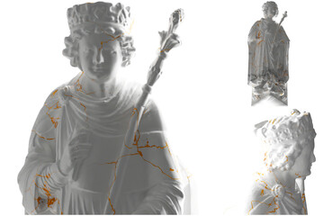King Solomon Statue Render in Gold and Marble - Perfect for Social Media and Promotion!.